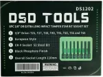 DSDTOOLS 3/8" TORX kaitsvate t&auml;hekujuliste otsikute komplekt, 8 tk DS1202