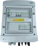 EMITER Switchgear attached DCAC hermetic IP65 EMITTER with Noark 1000V type 2 DC surge arrester, 2 x PV string, 2 x MPPT // og. AC Noark Type 2, 10A 3-F, RCD Type A 40A/300mA