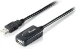 EQUIP Kabel USB-A2.0->A Akt. Erweiter. St/Bu 5.00m schwarz