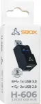 SBOX H-606 3 Port USB-A (1x 3,0, 2x 2,0), Black