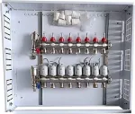 Noname Heating Manifold 8 Loops with Thermal Actuators NC AC230V and Flow Meters