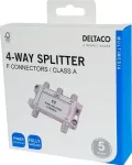 DELTACO 4-way splitter F-connectors, 1 DC pass, ClassA / R00150043