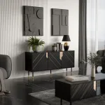 Cama MEBLE Cama 3D MOUNTAIN chest of drawers 154x40x72 black + gold