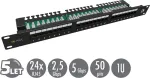 Solarix 19" patch panel 24 x RJ45 CAT5E UTP with 1U mounting rail SX24L-5E-UTP-BK-N