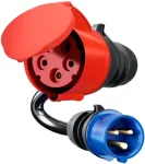 Go-e adapter for Gemini flex 22 kW, CEE red three-phase current 32A > CEE blue 16A (black, 30cm)