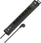 Brennenstuhl Premium-Line 6-way power strip, 2x USB black, 3 meter cable, USB-A, USB-C, with safety switch