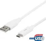 DELTACO USB 2.0 kaabel, t&uuml;&uuml;p C - t&uuml;&uuml;p A mees, 0,5m, valge