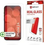 Displex Panzerglas 2D/ Clear (10H) f&uuml;r iPhone 13/13 Pro/14/16e Eco-Montagerahmen, Tempered Glas, kratzer-resistente Schutzfolie, h&uuml;llenfreundlich