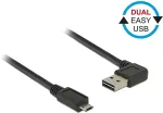 DeLOCK Kabel EASY-USB 2.0 Typ-A Stecker gewinkelt links / rechts > EASY-USB 2.0 Typ Micro-B Stecker schwarz 1 m