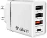 VERBATIM Ladegert 30W, 1x USB-C , 3x USB-A (wei, PD 3.0, QC 3.0)