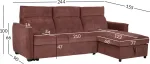 Home4you Nurgadiivanvoodi SCALA 244x155/88xH102cm, tumeroosa
