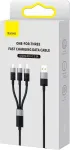 BASEUS universaalne kaabel StarSpeed 3-&uuml;hes kiire laadimise andmesidekaabel (USB Micro + Lightning + Type-C) 3,5A 1,2m, Black (CAXS000001)