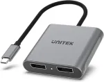 UNITEK V1404A USB-C adapter 2x DP 1.4 pordiga 8K 60Hz