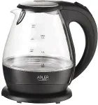 Veekeetja Adler AD 1224 electric kettle 1.5 L 2000 W Black, Transparent
