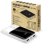 EverActive Powerbank 10 000mAh, 2x USB, 1x USB-C 22,5W, QC4+, LCD screen, white