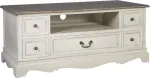 Home4you TV-laud SAMIRA NEW, 5-sahtliga, 117x53xH50cm, materjal: puit, v&auml;rvus: antiikvalge/pruun