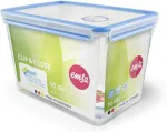 Emsa CLIP & CLOSE food storage container (transparent/blue, 10.6 liters, large format)