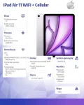 Tahvelarvuti APPLE | iPad Air Wi-Fi + Cellular | Purple | 11 " | 2360 x 1640 pixels | IPS | Apple | 12 GB | M4 | 256 GB | 3G | 4G | 5G | Wi-Fi | Front camera | 12 MP | Rear camera | 12 MP | Bluetooth | 6.0 | iPadOS | 26