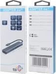 TB Adapter HUB USB C 6in1 - HDMI, USBx3, PD, RJ-45