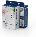GEMBIRD 4-port 40 W GaN USB PowerDelivery fast charger, White | TA-UC-2A2C-PD40-01-W | 2 x 4 pin USB Type A, 2 x 24 pin USB-C