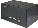Startech .com 2 Port DisplayPort KVM Switch - 4K 60 Hz UHD HDR - DP 1.2 KVM Umschalter mit USB 3.0 Hub mit 2 Anschl&uuml;ssen (5 Gbit/s) und 4x USB 2.0 HID Anschl&uuml;ssen - Audio - Hotkey - TAA (SV231TDPU34K)