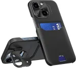 Hurtel Leather Stand Case mobile phone case 15.5 cm (6.1") Wallet case Black