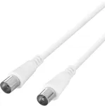 Deltaco antennikabel, 75 Ohm, hane - hona, 1m, vit