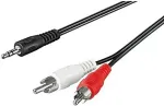 TECHLY Wentronic Goobay 3,5mm-Klinke-/Cinch-Adapterkabel, Schwarz, 0.5 m - Klinke 3,5 mm-Stecker (3-Pin, Stereo) > 2x Cinch-Stecker (Audio links/rechts) (50440)