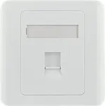 DELTACO Flush mount for Keystone, 1 port, dust hatch white / VR-226