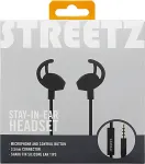 DELTACO STREETZ stay-in-ear headset, 1-button remote, 3.5mm, microphone, black