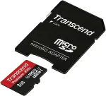 M&auml;lukaart Transcend microSDHC 8GB Class 10 UHS-I 400x + SD Adapter