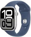 APPLE Watch Series 10 GPS 46mm Silver Aluminium Case with Denim Sport Band - S/M
