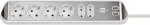 Brennenstuhl estilo corner power strip 6-way (white/stainless steel, 2 meters, 2x USB)