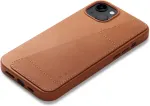 Mujjo Kaitse&uuml;mbris kaarditaskuga Apple iPhone 15 Plus / 14 Plus, helepruun, MagSafe, naturaalsest nahast,