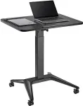 Maclean MC-453 B Mobile Laptop Desk with Pneumatic Height Adjustment, Laptop Table with Wheels, 80 x 52 cm, Max. 8 kg, Height Adjustable Max. 109 cm (Black)