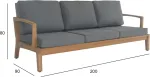 Home4you Diivan MALDIVE 3-kohaline 205x89xH86cm, tiikpuu