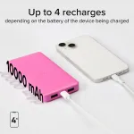 Sbs akupank 10000mAh 2xUSB-A + USB-C, roosa