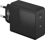 Goobay USB-C dual fast charger 36 watts, PD (black, 2x USB-C, Power Delivery)