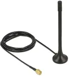 DELOCK ISM 433 MHz Antenne SMA Stecker 2 dBi omnidirektional mit magnetischem Standfu&szlig; und Anschlusskabel (RG-174, 2 m) schwarz
