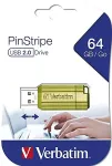 M&auml;lukaart VERBATIM USB-Stick 64GB 2.0 Pin Stripe Eucalyptus Green