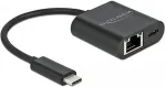 DeLOCK V&otilde;rgukaart DeLOCK USB-C adapter Gigabit LAN + PW Black - LAN 10/100/1000 Mbps koos Power Deliveryga