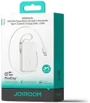 Joyroom v&otilde;imsuspank digitaalse ekraaniga, C+U+U, PD 35W, 10000 mAh sisseehitatud keritava Type-C ja Lightning n&ouml;&ouml;rkaabliga (0,7 m), White (JR-PR2L)