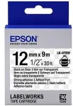 Tooner EPSON LabelWorks LK-4TBW - Etikettenband - schwarz auf durchsichtig - Rolle (1,2 cm x 9 m) 1 Rolle(n) - f&uuml;r LabelWorks LW-1000P, LW-300L, LW-400, LW-400L, LW-400VP, LW-600P, LW-700, LW-900P (C53S654015)
