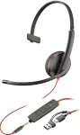 Hp Poly Blackwire 3215 Monaural USB-C headset + 3.5 mm plug + USB-C/A adapter black
