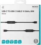 DELTACO Cable USB-C C-C active, 10Gbps, 3A, 5m / 1902003