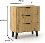 TOP E SHOP SCANDI 3S SLIM OAK ARTISAN CHEST OF DRAWERS