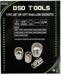 DSDTOOLS 17 TK 3/8" 12-K&Uuml;LGSE MADALA PEAGA PISTIKUD 8&ndash;24MM DS1322