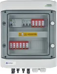 EMITER Switchgear attached DCAC hermetic IP65 EMITTER with DC surge arrester Dehn 1000V type 2, 2 x PV string, 2 x MPPT // og. AC Dehn type 2, 10A 3-F, RCD type A 40A/300mA