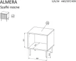 Cama MEBLE Cama Bedside cabinet, 2 pcs. ALMERA 50x42x44 walnut/cashmere