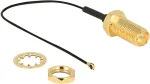 DELOCK antenna cable RP-SMA (socket for installation) > MHF 4 (plug), adapter (grey/gold, 10cm)
